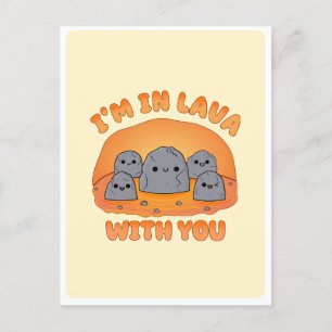 Carte Postale Cute Kawaii Pierres de lave volcanique Pun Love Ci
