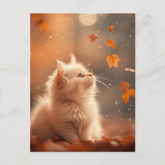 Carte Postale Cute Kitten Automne (Devant)