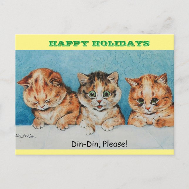 Carte Postale Cute Kittens Lous Wain Cats Dîner De Vacances Vint (Devant)