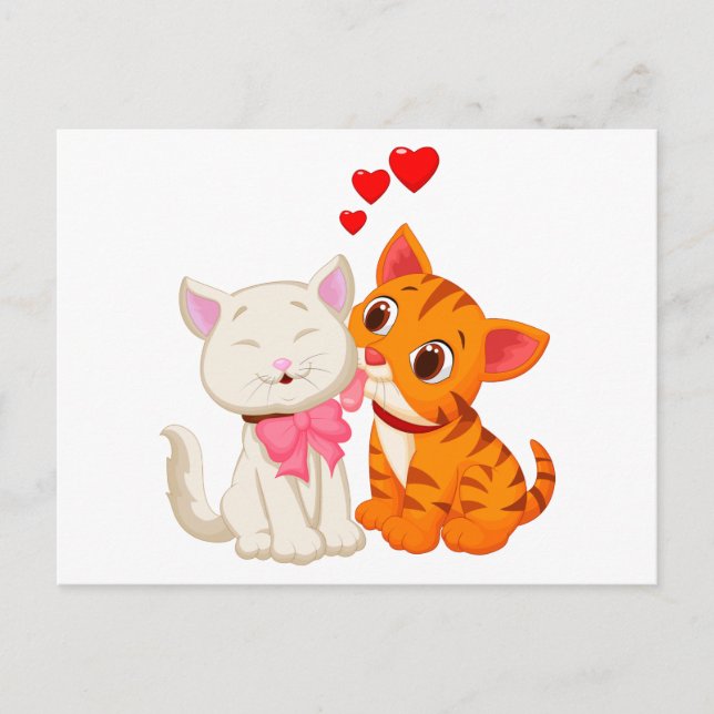 Carte Postale Cute Kitty Hello Penser à vous Mlle You Love Chat (Devant)