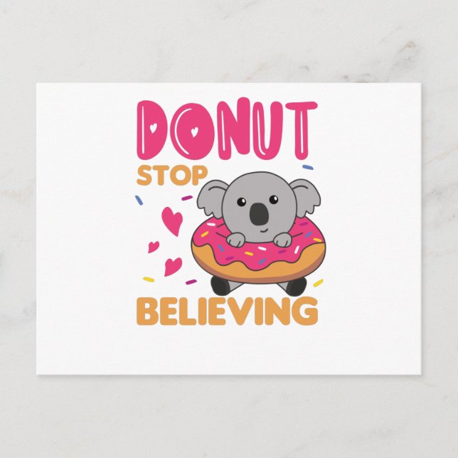 Carte Postale Cute Koala Animaux Drôle En Rose De Donut (Devant)