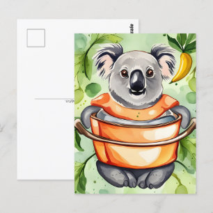 Carte Postale Cute Koala Bear cuisine un dîner, poste
