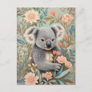 Carte Postale Cute Koala Elegant Pastel Floral