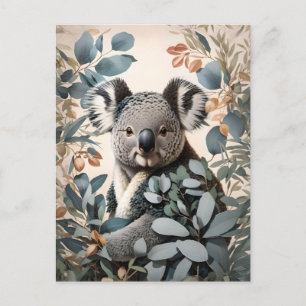Carte Postale Cute Koala Eucalyptus Feuilles