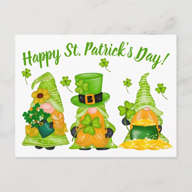 Carte Postale Cute Leprechaun Gnome Bonne St. Patrick's Day (Devant)