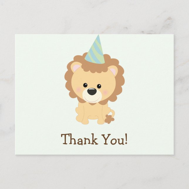 Carte Postale Cute Lion Jungle Merci animal (Devant)