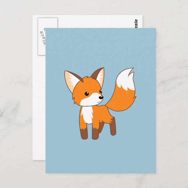 Carte Postale Cute Little Fox (Devant / Derrière)
