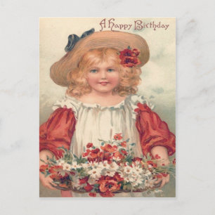 Carte Postale Cute Little Girl Daisy Pansy