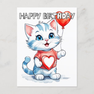 Carte Postale Cute Little Kitty Chat Joyeux anniversaire