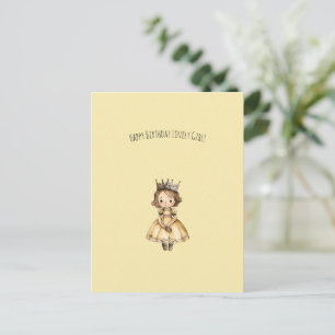 Carte Postale Cute Little Princess Girl Happy Birthday Card
