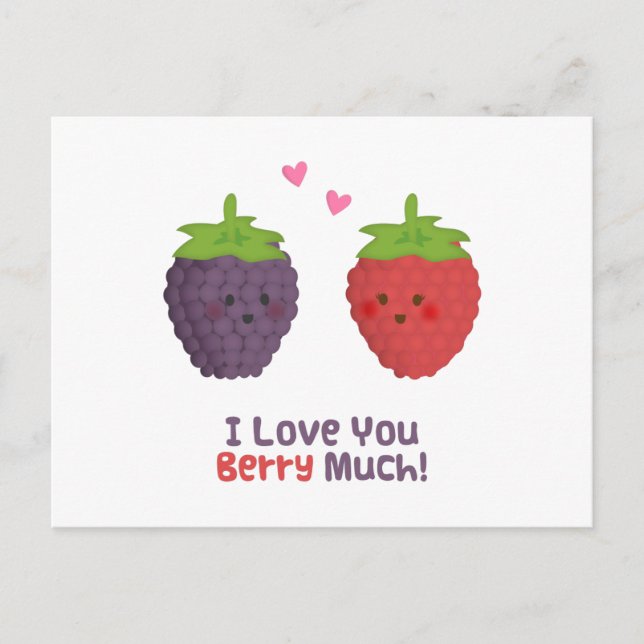 Carte Postale Cute Love You Berry Beaucoup Humour de jeu de mots (Devant)