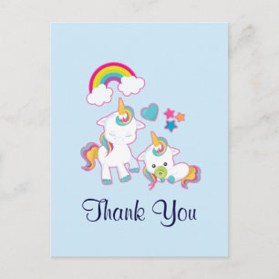 Carte Postale Cute Mama & Baby Unicorn Merci magique