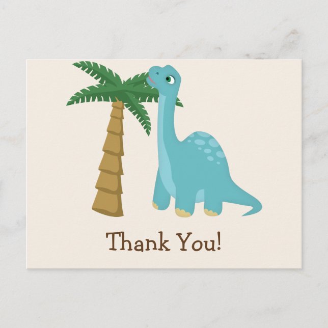 Carte Postale Cute Merci Dinosaur Bleu (Devant)