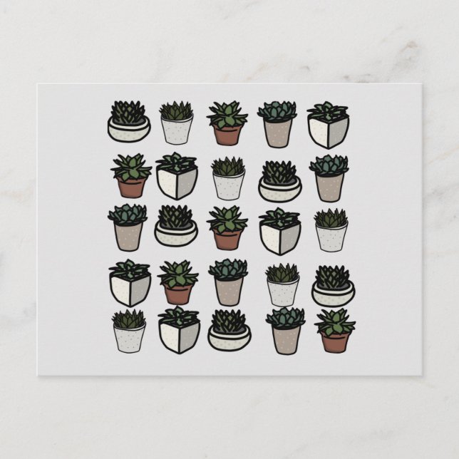 Carte Postale Cute mini motif succulent (Devant)