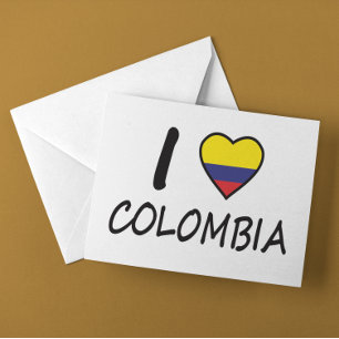 Carte Postale Cute Minimal I love Colombia Colombian Flag