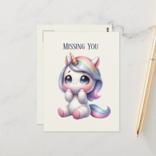 Carte Postale Cute Missing you unicorn