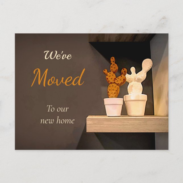 Carte Postale Cute Modern Cactus Nous avons déménagé Nouvelle Ad (Devant)