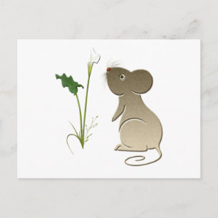 Carte Postale Cute Mouse et Calla Lily