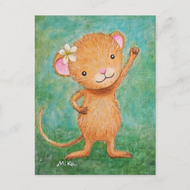 Carte postale Cute Mouse Fierce Girl Carte postale (Devant)