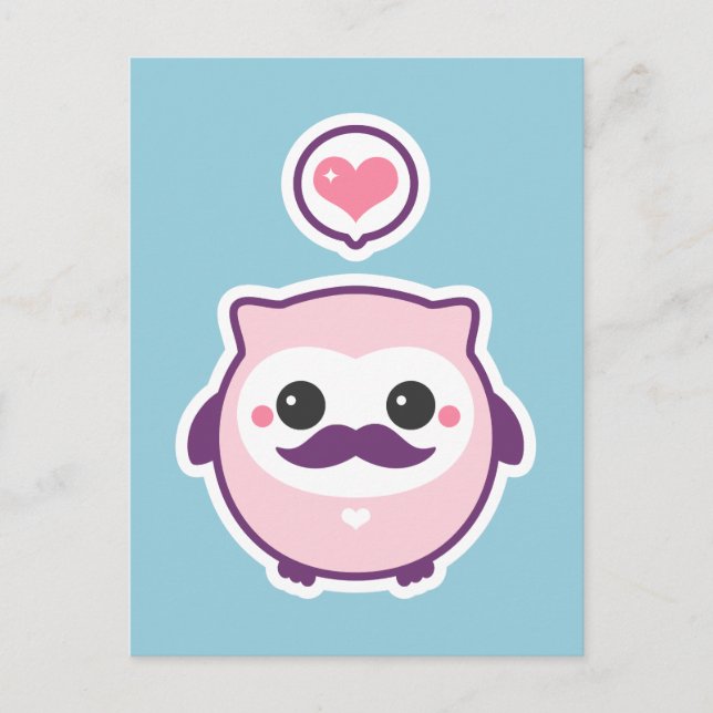 Carte Postale Cute Mustache Owl (Devant)