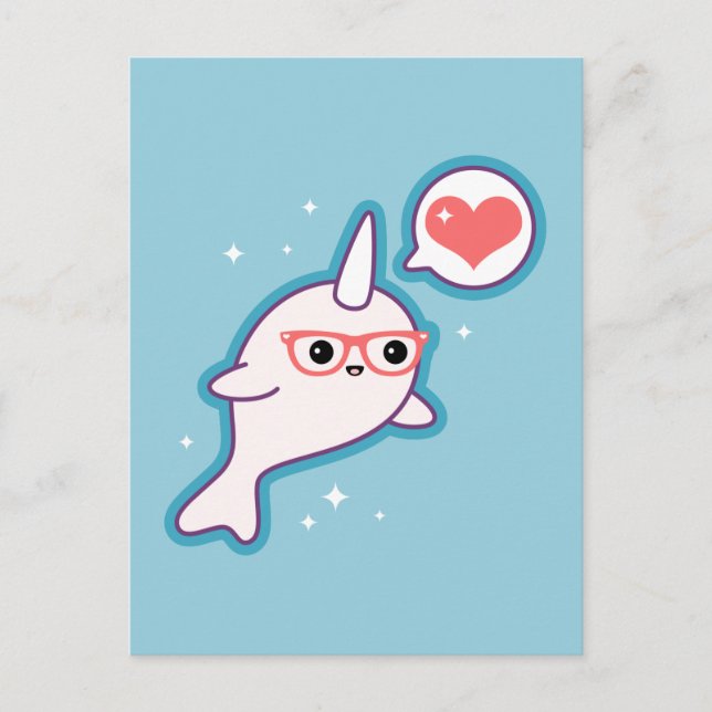 Carte Postale Cute Nerd Narwhal (Devant)