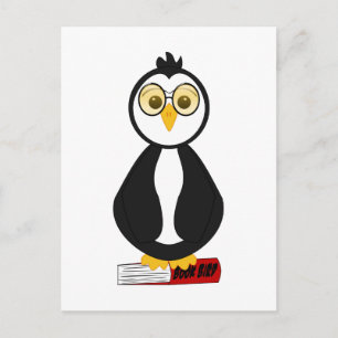Carte Postale Cute Nerdy Bookworm Penguin