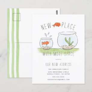 Carte Postale Cute New Place Goldfish Bowl Moving Faire-part