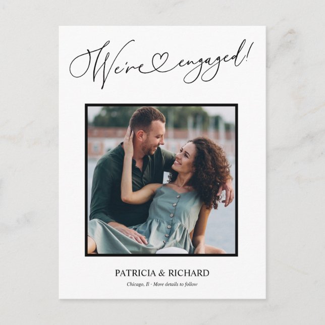 Carte Postale Cute Nous sommes engagés Faire-part Fiançailles Ph (Devant)