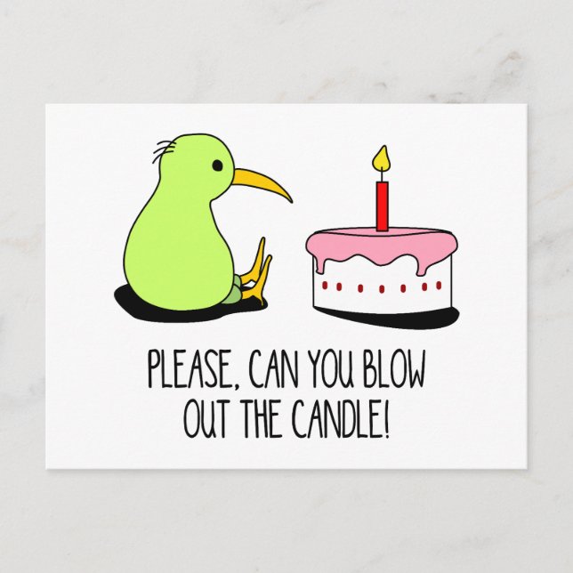 Carte Postale Cute Nouvelle-Zélande Kiwi Anniversaire Gâteau (Devant)