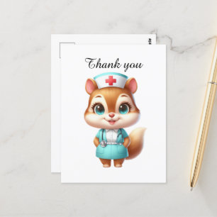 Carte Postale Cute Nurse merci écureuil