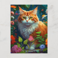 Cute Orange Chat en Fleurs Garder le contact