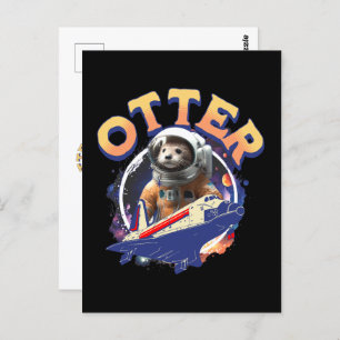 Carte Postale Cute Otter Astronaut Navette spatiale Cadet
