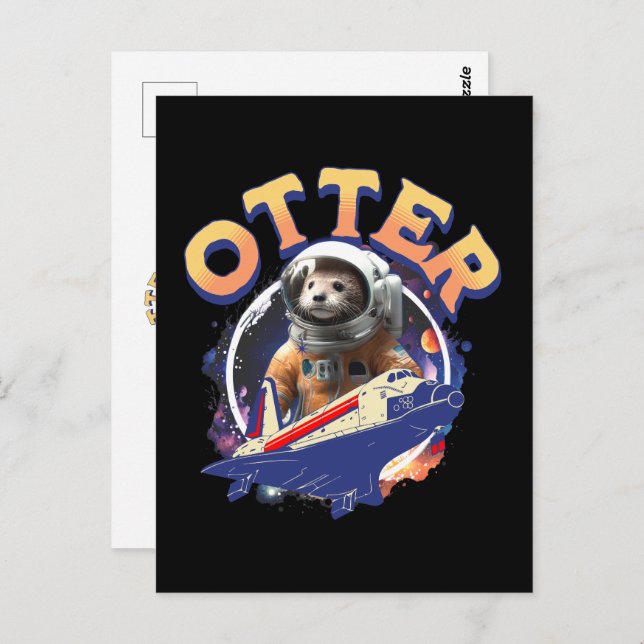 Carte Postale Cute Otter Astronaut Navette spatiale Cadet (Devant / Derrière)