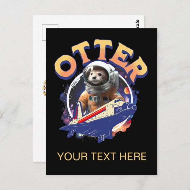 Carte Postale Cute Otter Astronaut Navette spatiale Cadet (Devant / Derrière)
