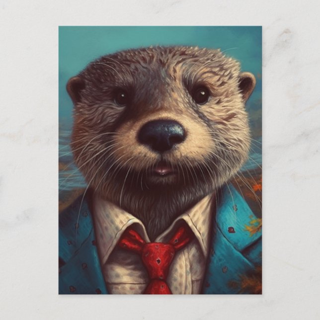Carte Postale Cute Otter en costume (Devant)