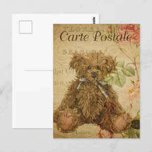 Carte Postale Cute Ours Vintage En Teddy Shaggy