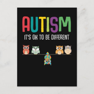 Carte Postale Cute Owl Autism Awareness Puzzle Enfant Autiste