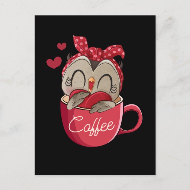Carte Postale Cute Owl Coffee Mug Funny Owl Lover (Devant)