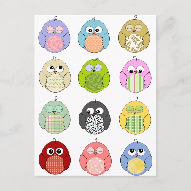 Carte Postale Cute Owl Motif (Devant)