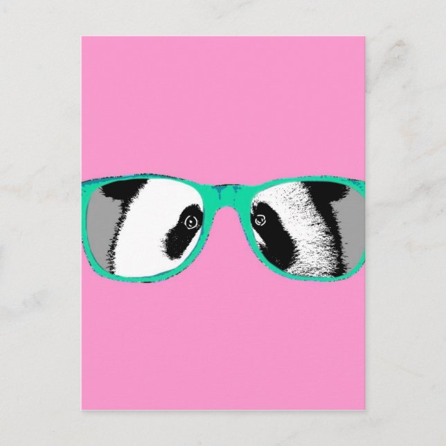 Carte Postale Cute Panda Bear dans les lunettes Funny tendance p (Devant)
