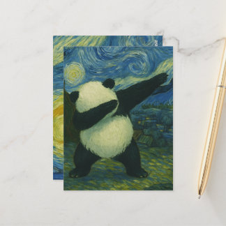 Carte Postale Cute Panda Bear - Van Gogh Style - Starry Night 