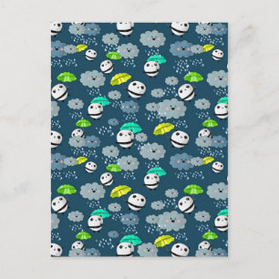 Carte Postale Cute Panda Bears Motif