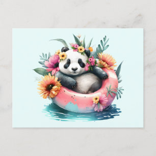 Carte Postale Cute Panda Chilling dans un tube intérieur