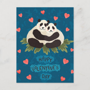 Carte postale Cute Pandas Valentine's Day