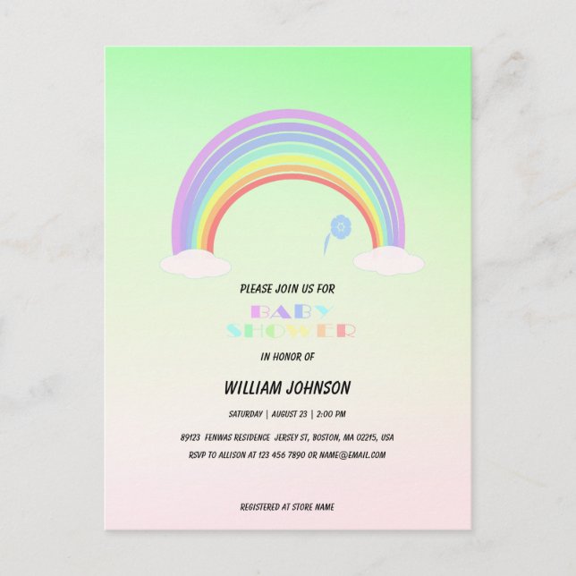 Carte Postale Cute Pastel Rainbow dégradé fleur Nom du thème (Devant)