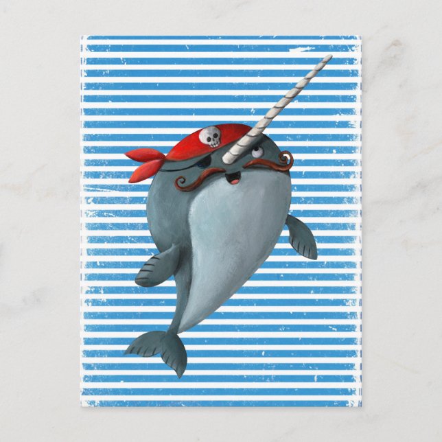 Carte Postale Cute Pirate Narwhal (Devant)