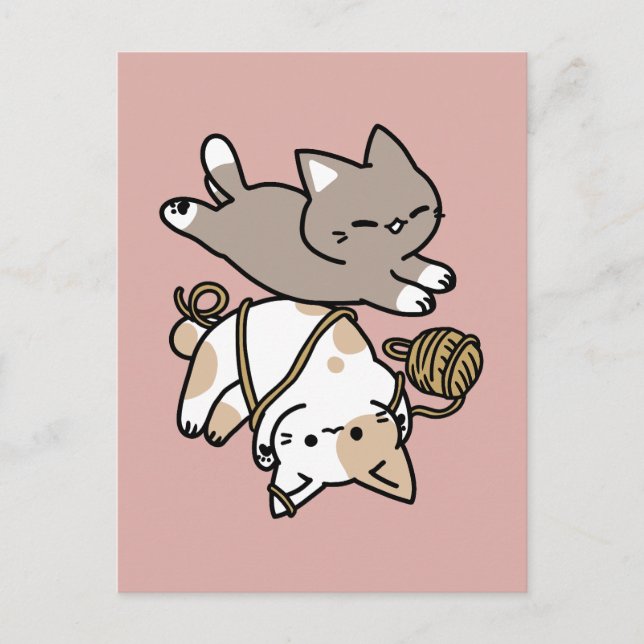Carte Postale Cute Playful Cats Design – Fun Paws and Play Art (Devant)