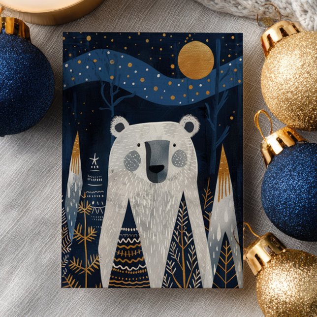 Carte Postale Cute Polar Bear Winter Scenery Nordic Christmas  (Créateur téléchargé)