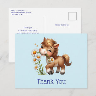 Carte Postale Cute Pony Manger Mangeurs Merci