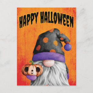 Carte Postale Cute Pumpkin Gnome Joyeux Halloween